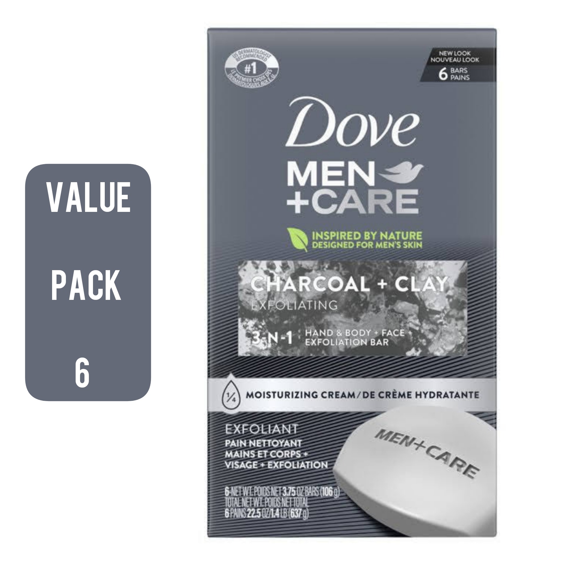 6 Pcs Bundle Dove Men +Care Charcoal+Clay 106g (Cargo)