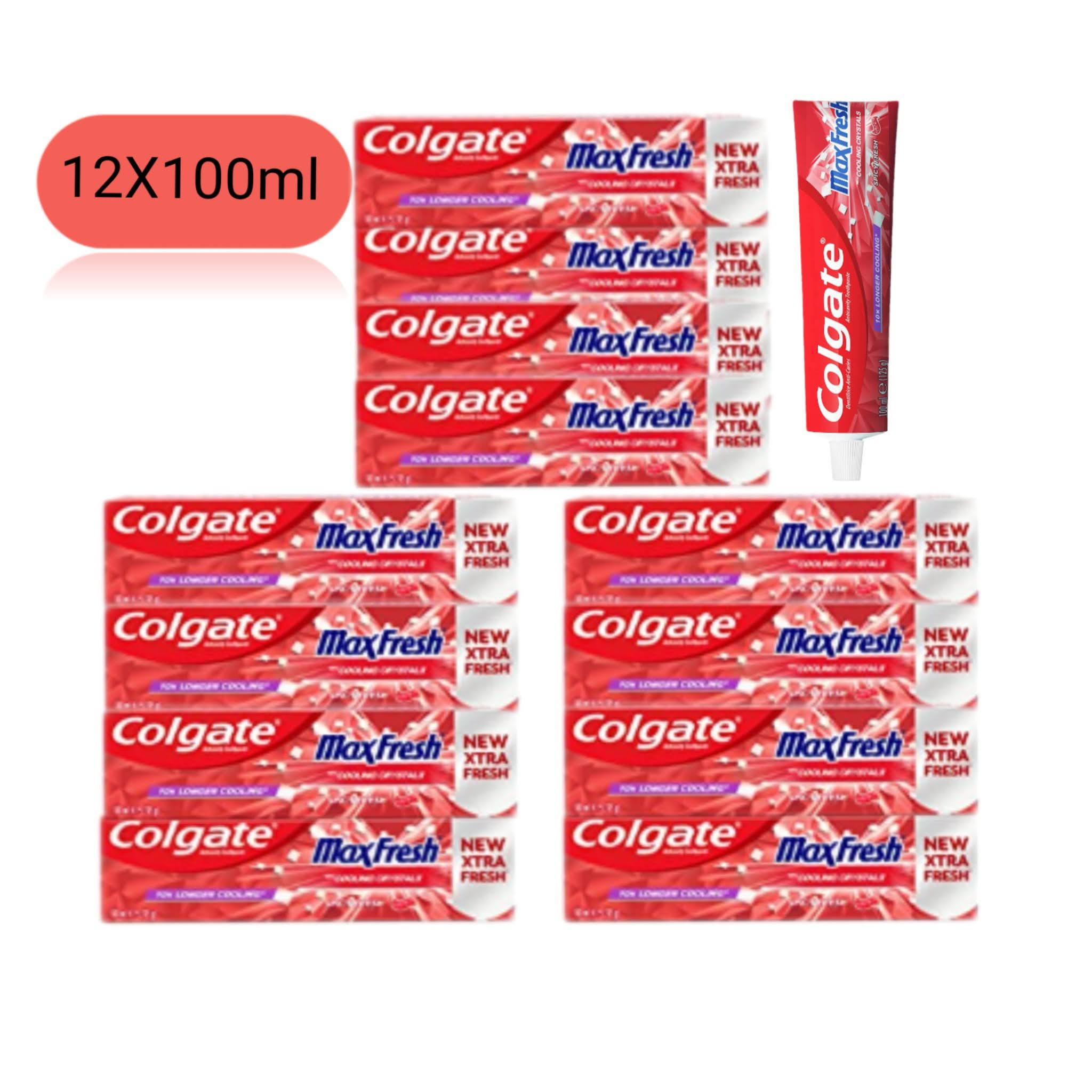 12 Pcs Colgate Bundle  Max Fresh Cooling Crystal Toothpaste (12X100ml) (Cargo)