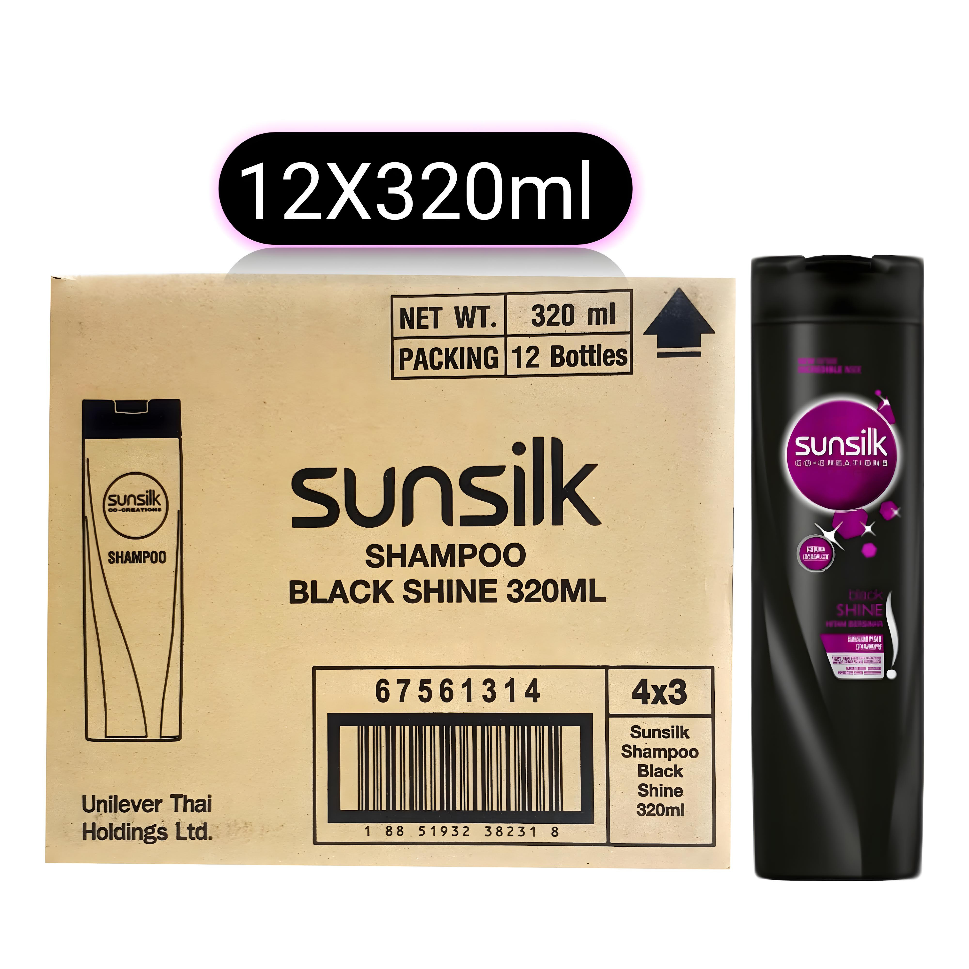 12 Pcs Bundle Sunsilk Stunning Black Shine Shampoo (12X320ml) (Cargo)