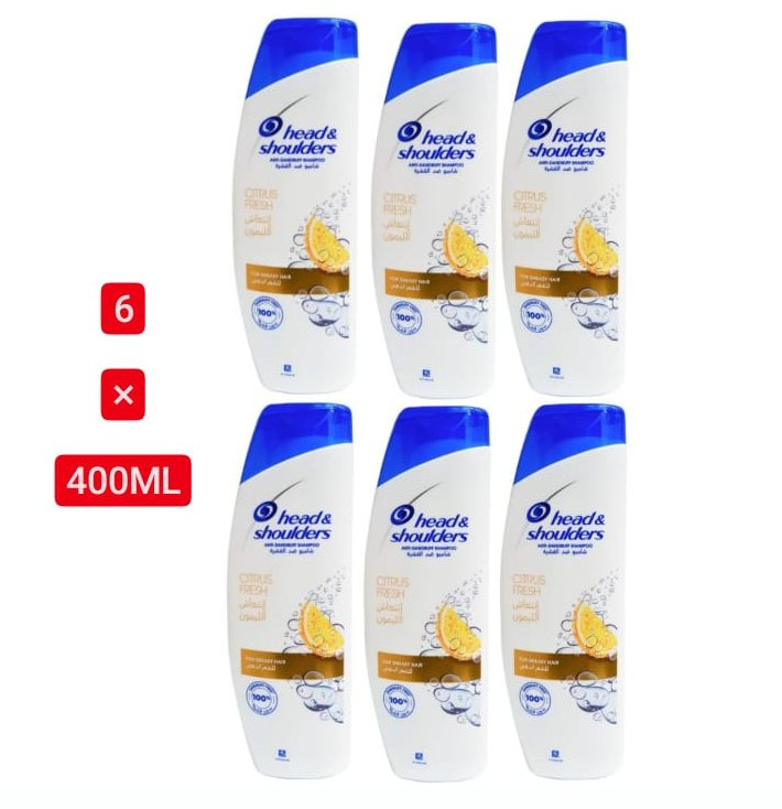 6 Pcs Bundle Head & Shoulders Citrus Fresh anti-dandruff shampoo for oily hair (6X400 ML) (Cargo)