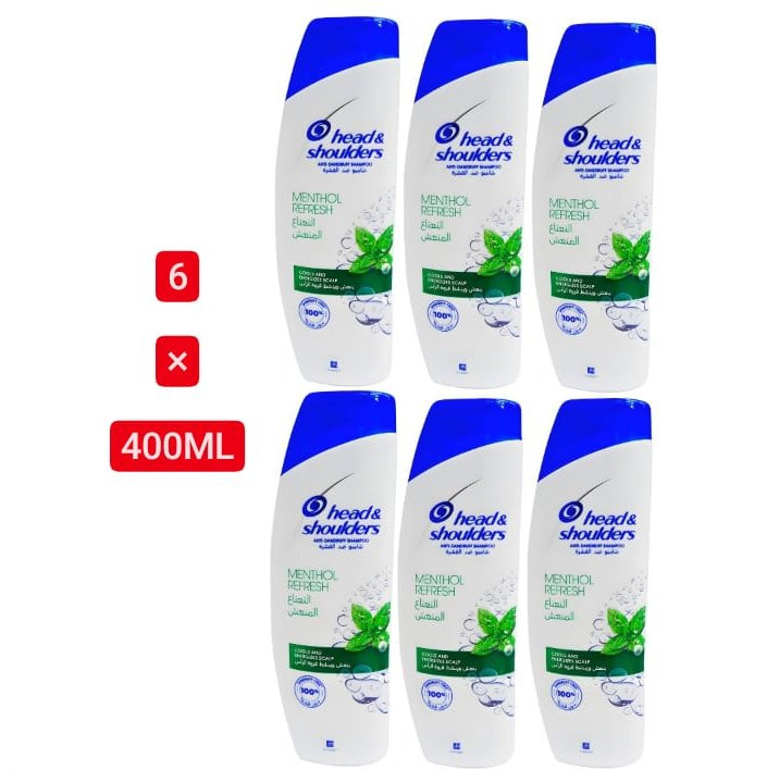 6 Pcs Bundle Head & Shoulders Menthol Refresh Anti-Dandruff Shampoo (6X400ml) (Cargo)