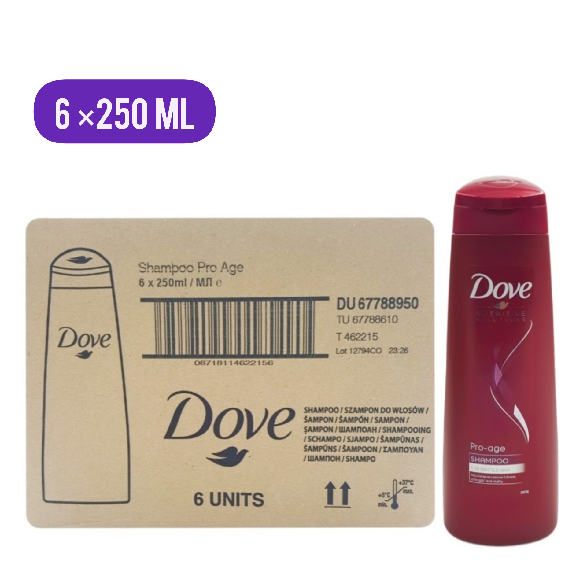 6 Pcs Bundle Dove Shampoo Pro Age (6X250ml) (Cargo)