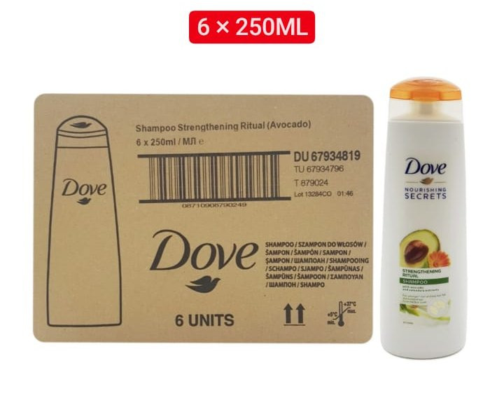 6 Pcs Bundle Dove Nourishing Secrets Strengthening Ritual With Avocado Shampoo (6X250ml) (CARGO)