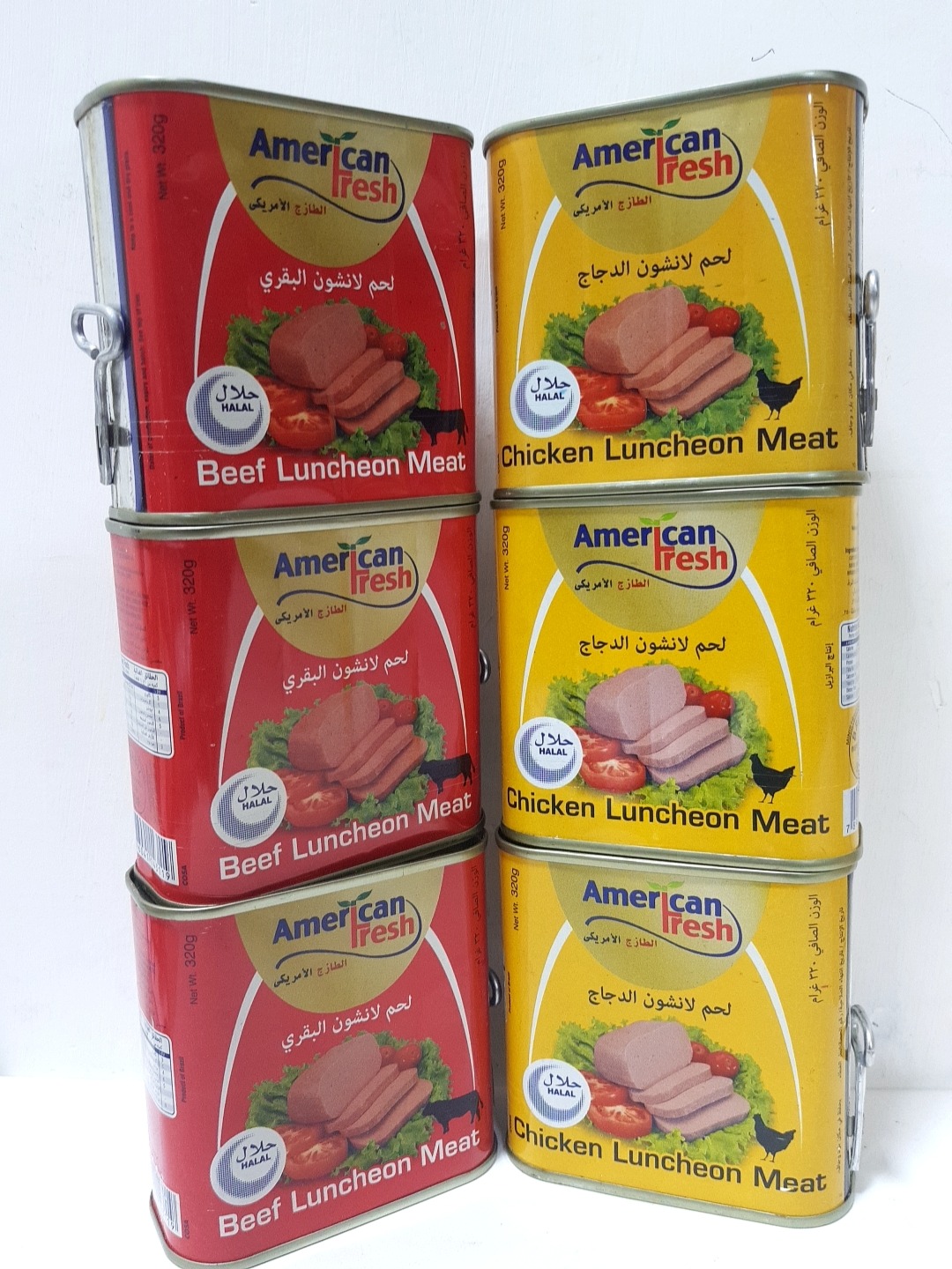 (FOOD) 6 Pcs Bundle American Farm Chicken and Beef Luncheon Meat Halal (6X320G) (Cargo)