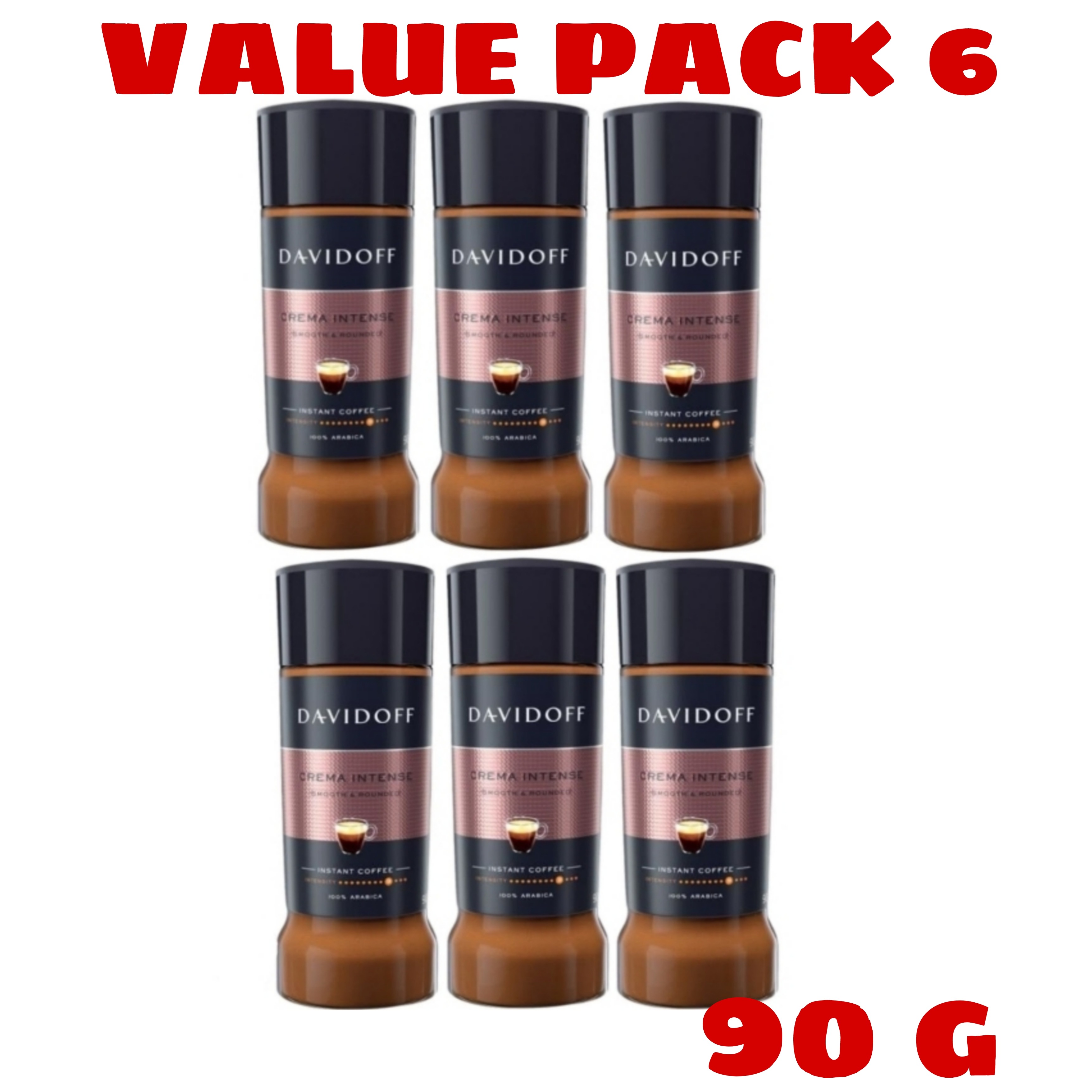 (Food) 6 Pcs Bundle Davidoff Cream Intense Instant Coffee (6X90g) (Cargo)