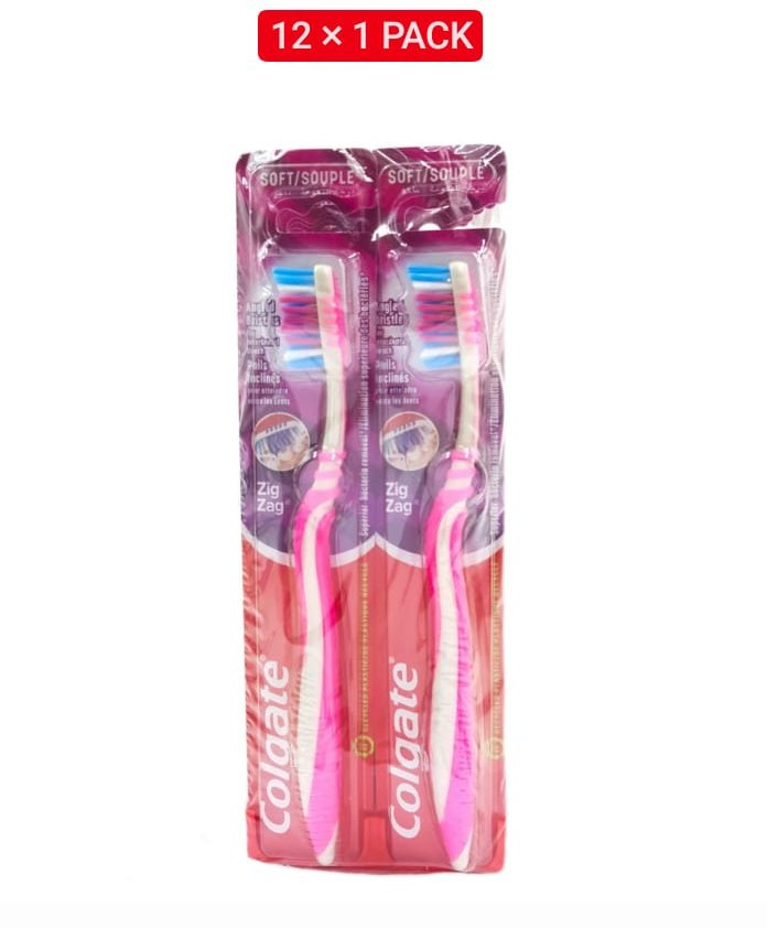 12 Pcs Bundle Colgate Zig Zag Anti-Bacterial Toothbrush (12X1 Pack )(Cargo)