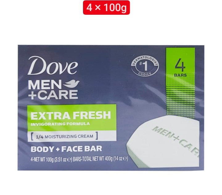 4 Pcs Dove  Bundle Body and Face Bar Extra Fresh (4X100g )(Cargo)