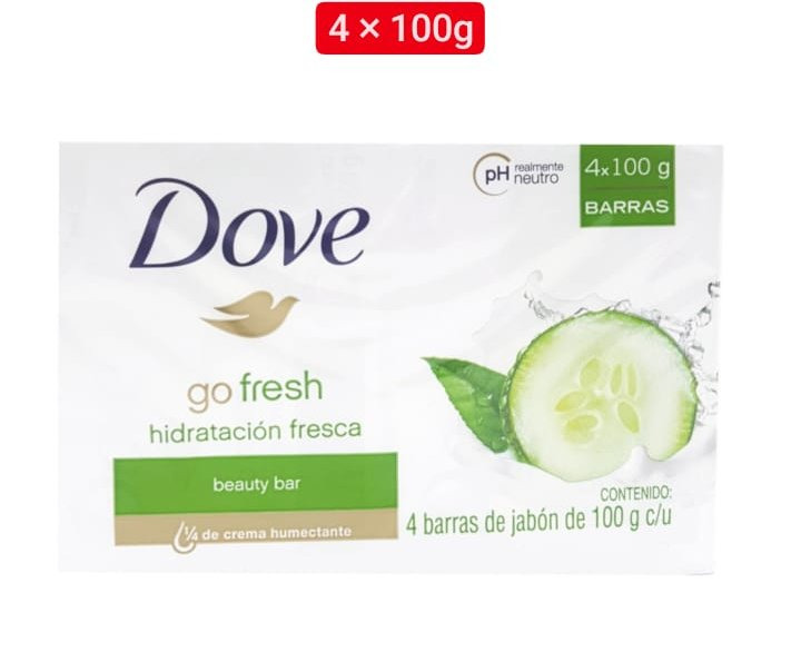 4 Pcs Dove  Bundle Go Fresh Beauty Bar Soap, Cool Moisture-Fresh Touch (4X100g) (Cargo)