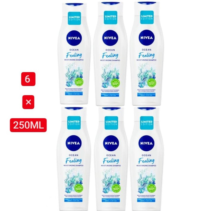 6 Pcs Bundle Nivea Shampoo  Ocean Feeling (6X250Ml)(Cargo)