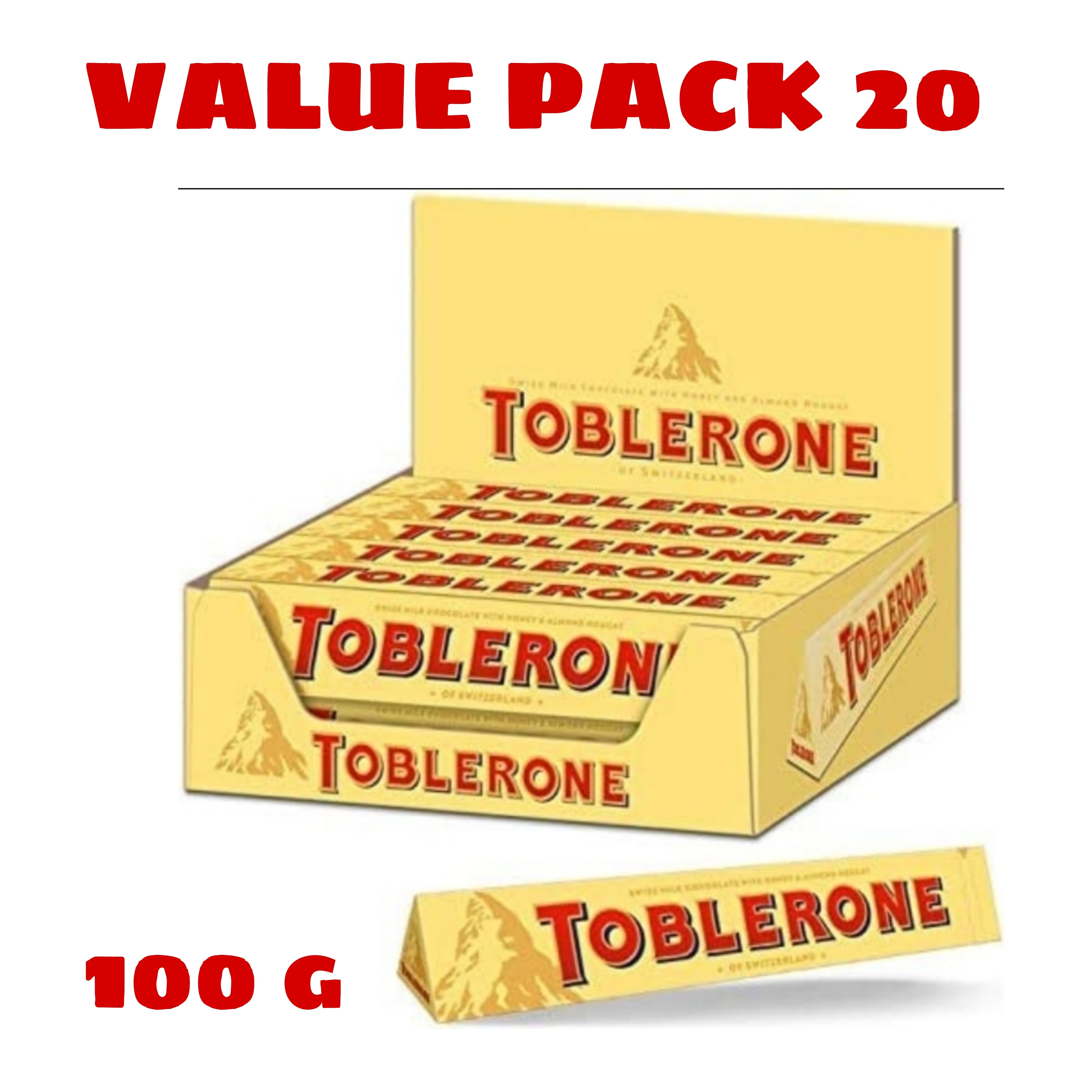 20 Pcs Bundle Toblerone Milk Chocolate 100gm (Cargo)
