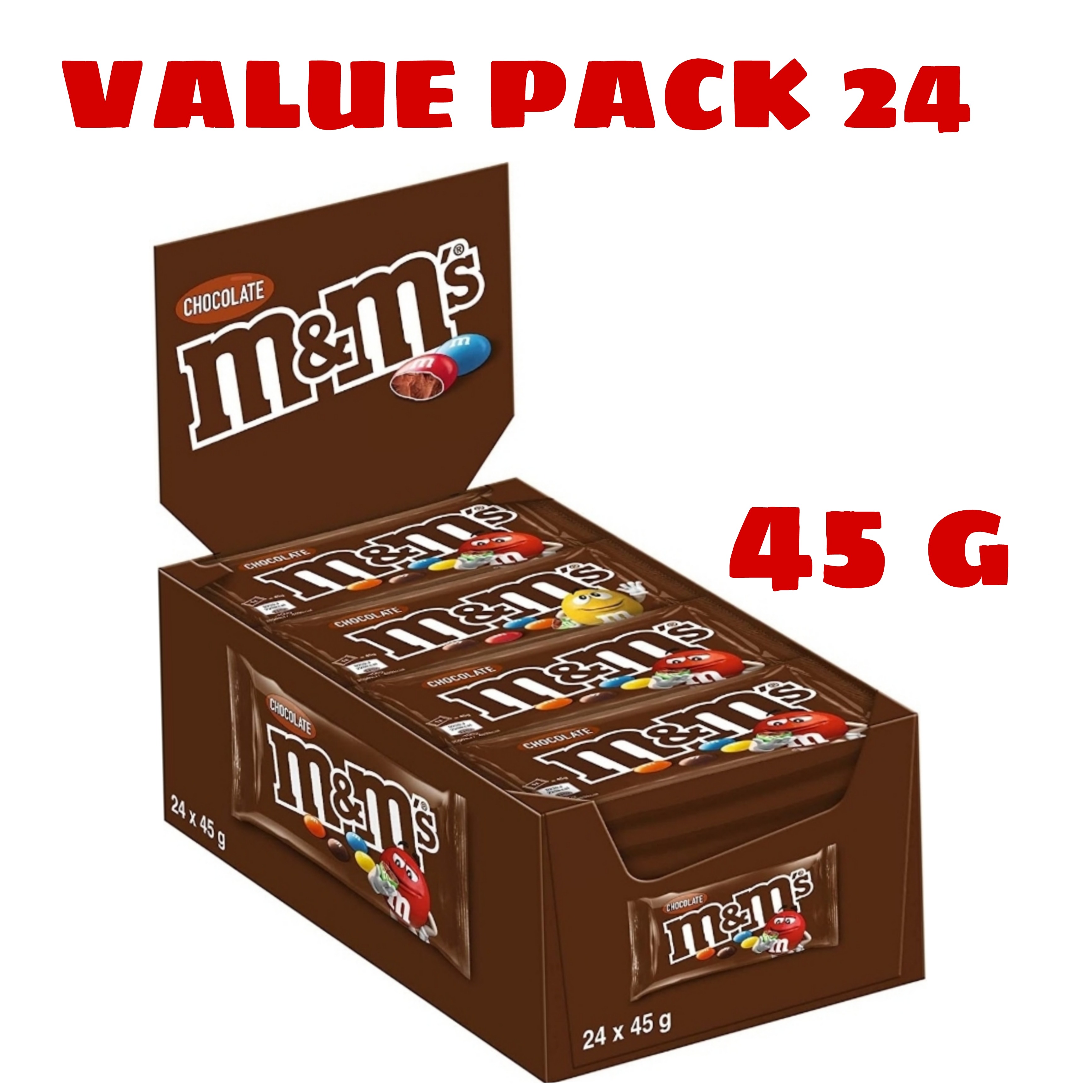 (Food) 24 Pcs Bundle M&M's Candies, Milk Chocolate (24X45G) (Cargo)