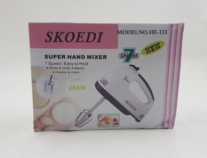 Super Hand Mixer 7 Speed &Easy to Hold Whips Folds  Blends Creams Mixes