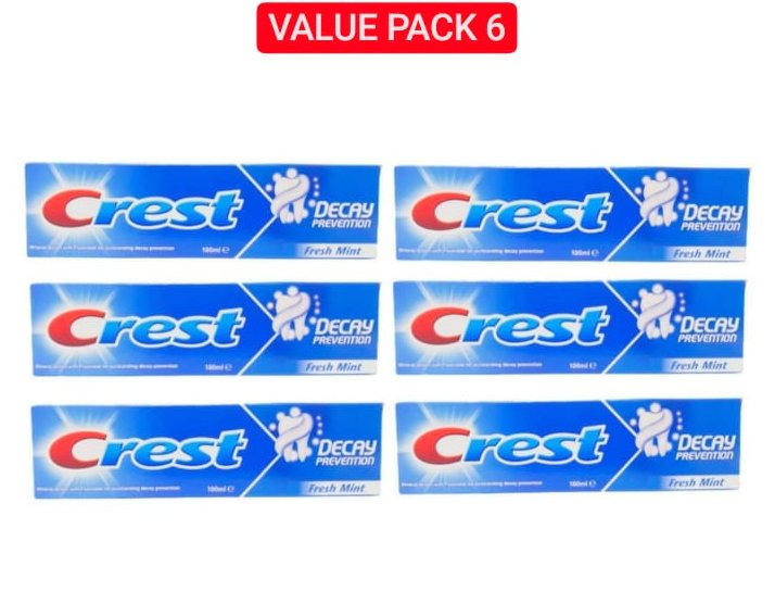 6 Pcs Crest Bundle Decay Prevention Toothpaste Fresh Mint Flavour (6X100ML) (Cargo)