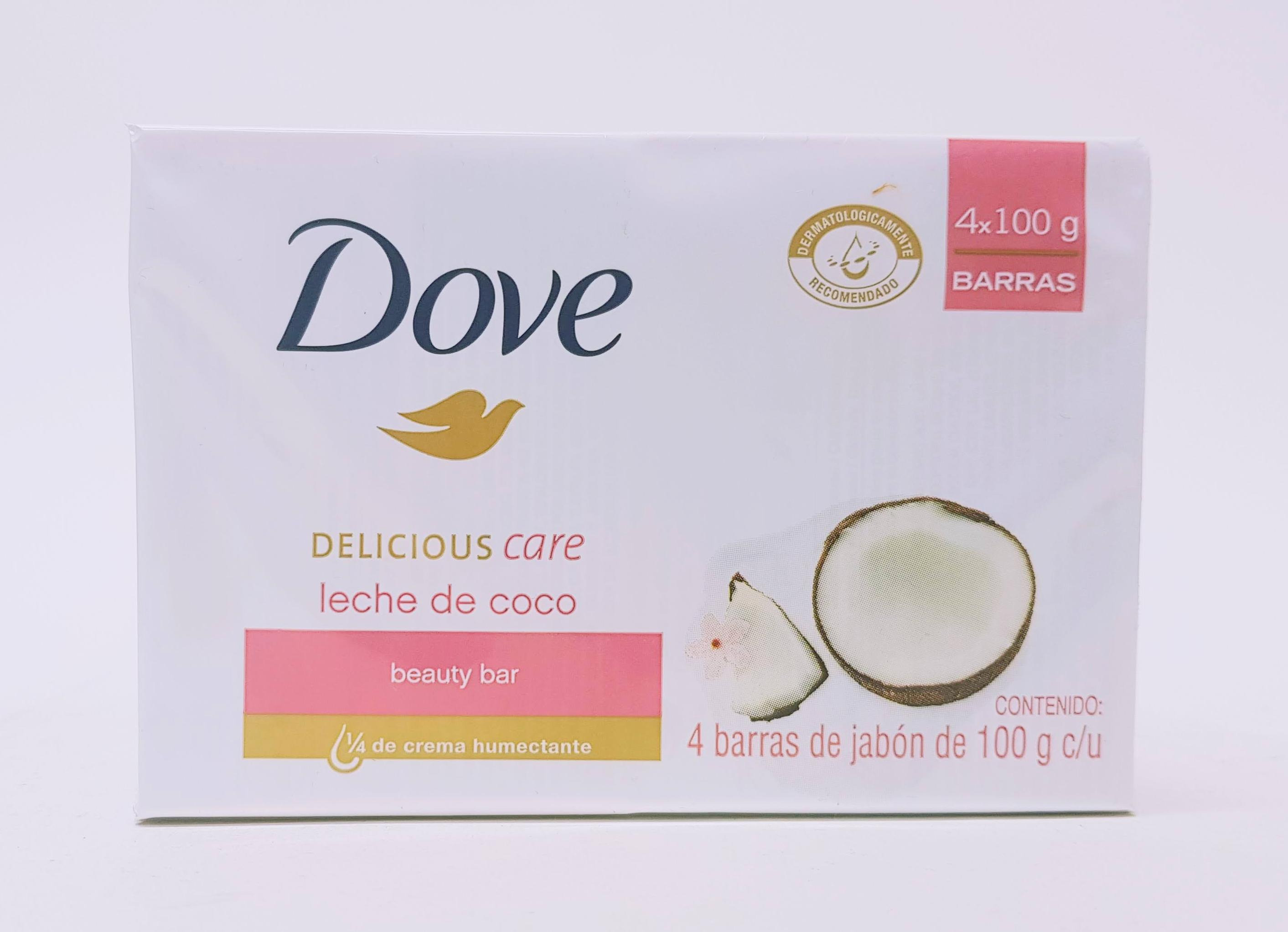 4 Pcs Dove Bundle Barra de Belleza Delicious Care Leche de Coco (4X100g) (Cargo)