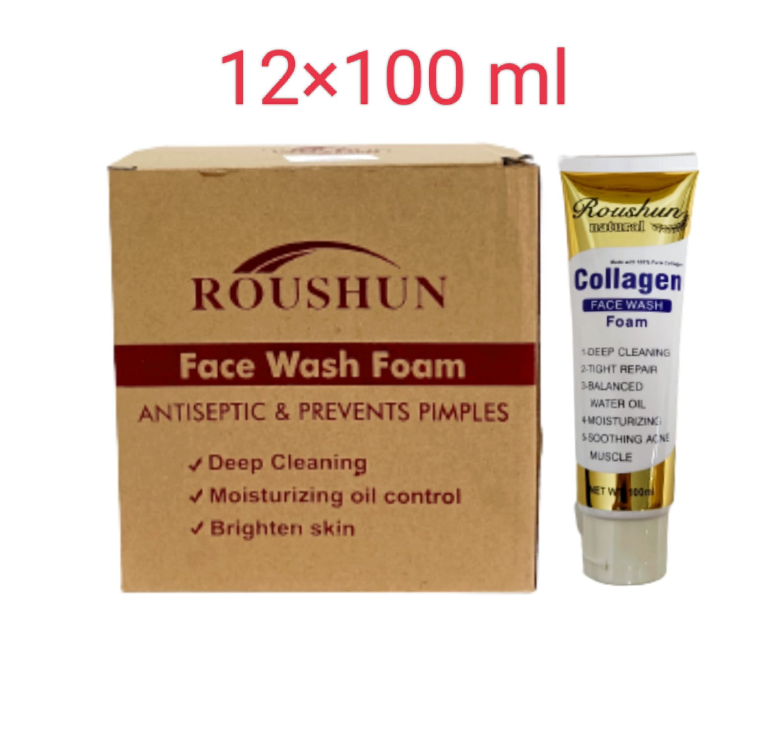 12 Pcs Roushun Bundle Face Wash Foam (12 X 100ML) (Cargo)