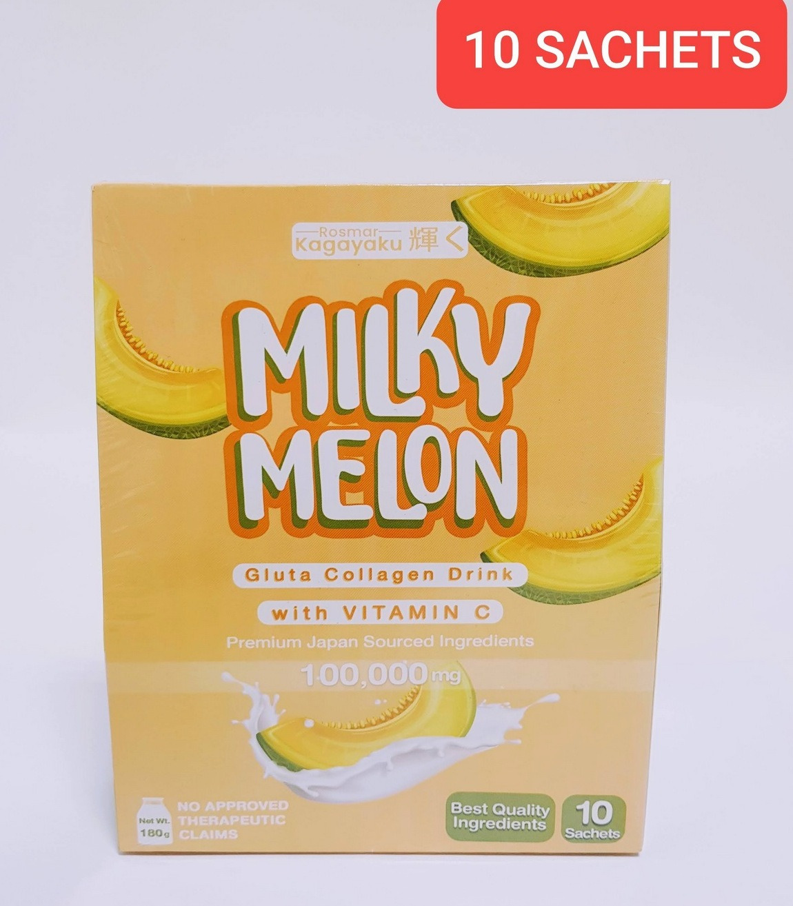 (Food) Rosmar Kagayaku - Milky Melon Gluta Collagen Drink with Vit C (10 X 18g) (Cargo)