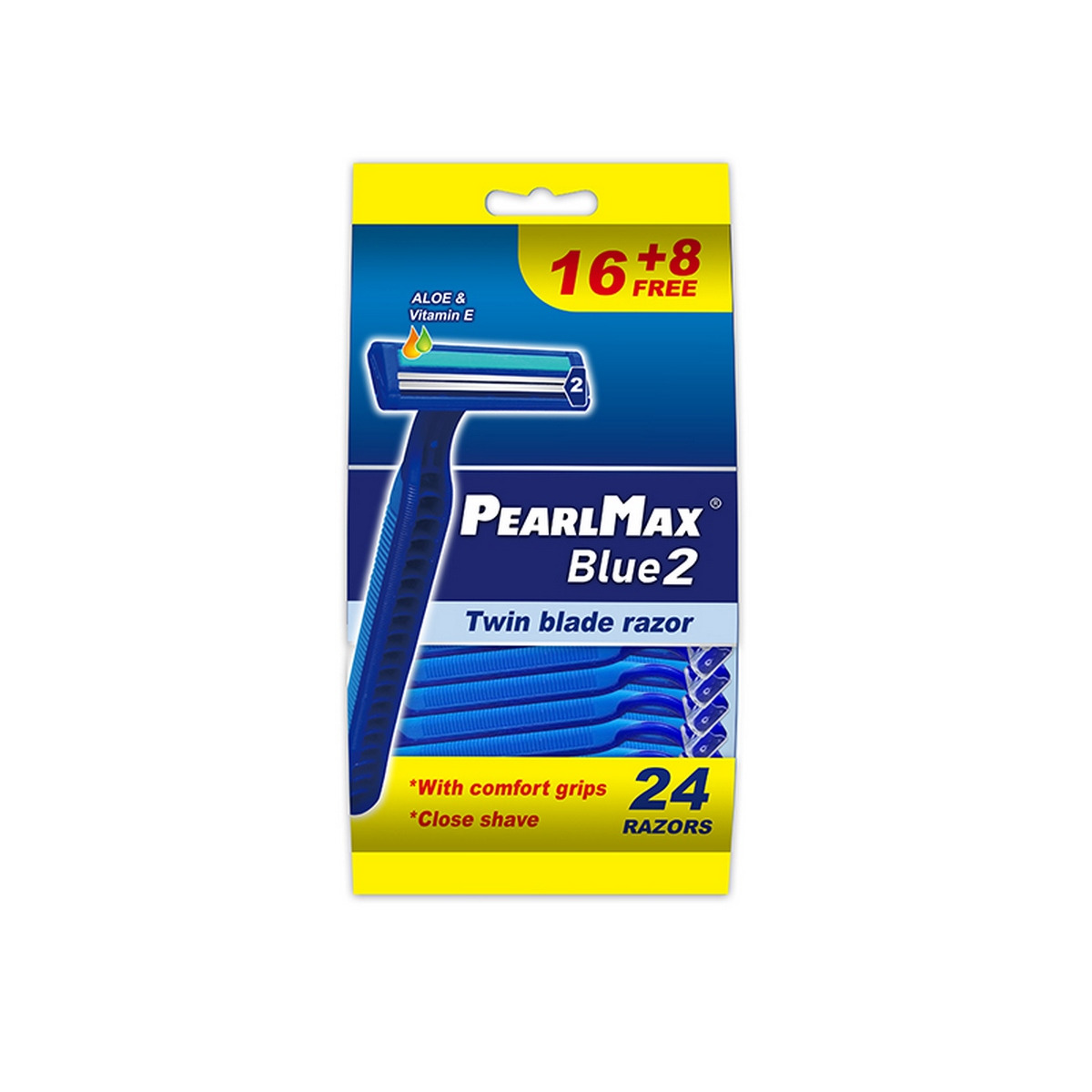 Pearl Max 24 Pcs Bundle Blue 2 Twis Blade Razor / Aloe & Vitamin E