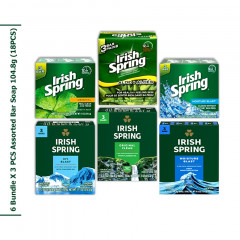 (6 Bundle x 3 Pcs )IRISH SPRING  Assorted Bar Soap( 104.8G )(18PCs) [CARGO 6B]
