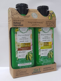 King Love Beauty Olive Fresh Fruit Smooth Conditioner Shampoo (2in1 400g+ 400ml)