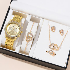 Ladies 5 Pcs Jewellery Set (Watch+Barcelet+Ring+Earing+Necklace)