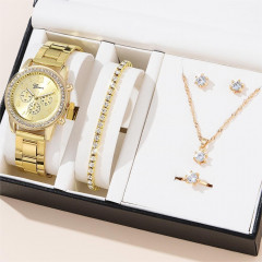 Ladies 5 Pcs Jewellery Set (Watch+Barcelet+Ring+Earing+Necklace)