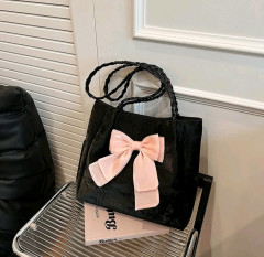 [DS][JAYEL][198-215-0] BAG FEMALE NICHE DESIGN BOWNOT CLASH COLOUR SHOULDER BAG CASUAL TOTE PLAIN BUSINESS