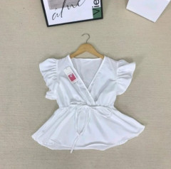 [DS][JAYEL][223-180-0] SEXY V-NECK RIBBON TIE WAIST RUFFLE SLEEVE COMFY