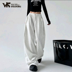 [DS][IZZA][249-280-0] VISUKING WOMENS PANTS DRAW ROPE MOVEMENT LOOSE STRAIGHT CYLINDER LEG