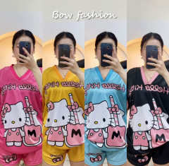 [BKK][PEG][151-200-0](Bset21) Ruffle/Microfibre Fabric Set KOVYWHITE Cartoon Pattern Kitty M 4 Colors Free Size