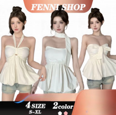 [BKK][PEG][201-200-0] FENNI Women’s Halter Bow Top – Multi Style Summer Wear