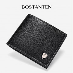 [AI03] BOSTANTEN 2026 New Men's Casual Bifold Wallet Comes With Gift Box, Crocodile Stripe