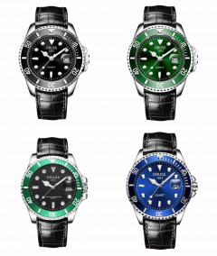 [AI09] ORUSS Original Men Luxury Stainless Steel/ Leather Luminous Calendar