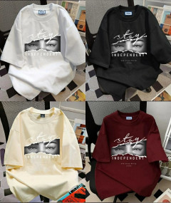 [AI41] WOMEN'S/MENS LOOSE ROUND NECK CASUAL TSHIRT WITH AMERICAN RETRO
