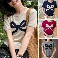 [AI51] KOREAN KNITTED BIG RIBBON DESIGN WOMEN TOP