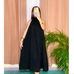 [AI87] SWEETINA HALTER MAXI DRESS SLEEVELESS DESIGN SUMMER CREPE