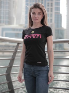 FERRARI Womens T-Shirt(BLACK) ( S - M - L - XL) 