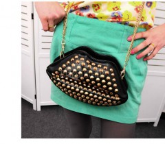 egfactory New Pop Celebrity Studs Lady Shoulder Wholesale Handbags fashion special lips bag A007