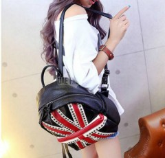 egfactory  2016 factory sale fashion ladies backpack girls travel studded backpacks with UK flag SY6653 