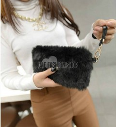 Fashion Womens Elegant Clutch Bag Faux Fur Handbag Wallet Candy Color Clutch
