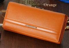 Women Leather Button Bowknot Purse Clutch Fashion Synthetic Long Handbag