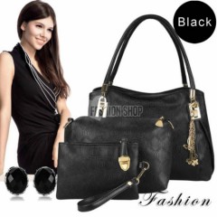New Fashion Women 3pcs Synthetic Leather Embossing Bag Set
