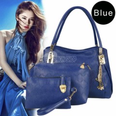 New Fashion Women 3pcs Synthetic Leather Embossing Bag Set 