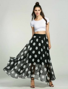 Floor-length Dress Womens Skirt Maxi Dot Print Casual Long Summer Fashion 