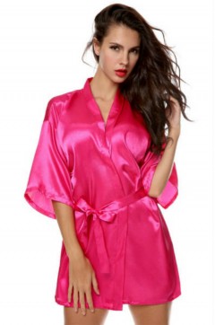 On Clearance Avildlove Kimono Style Womens Fashion Medium Sleeve Nightwear Sleepwear Solid Robe With Belt