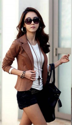  New Spring Womens Slim Short Blazer Suit Jacket Coat Outwear