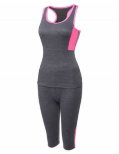  Women Athletic Gym Yoga Clothes Running Fitness Racerback Tank + Mid-Calf Shorts Sport Suits 