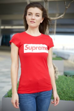SUPREME Womens T-Shirt(RED) ( S - M - L - XL )