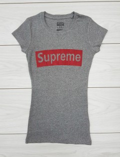 SUPREME Ladies T-Shirt (NOVO)(GRAY) ( XS - S - M - L - XL )