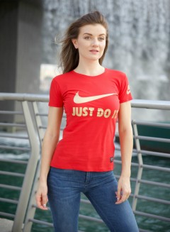 NIKE Womens T-Shirt (NOVO) (RED) ( S - M - L - XL) 
