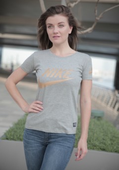 NIKE Womens T-Shirt (NOVO) (GRAY) ( S - M - L - XL) 